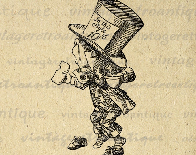 Digital The Mad Hatter Alice in Wonderland Printable Image Download Graphic Vintage Clip Art Jpg Png Eps HQ 300dpi No.1523