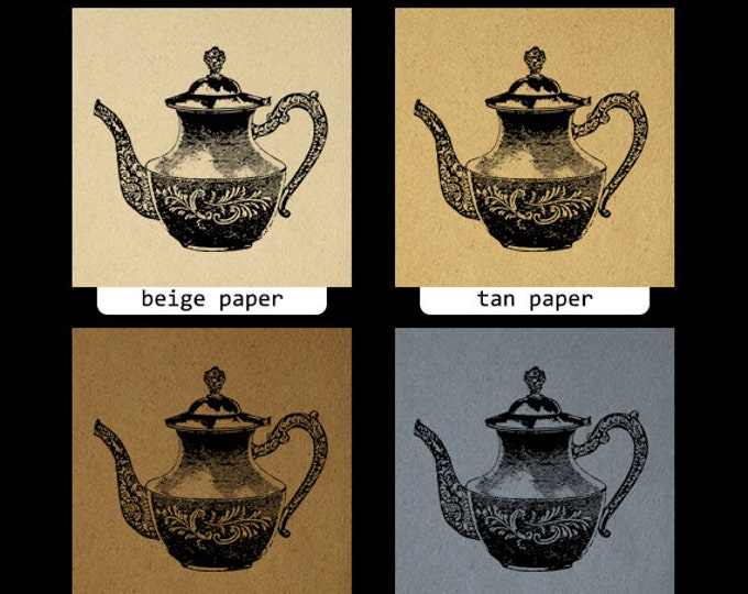 Printable Image Tea Pot Graphic Teapot Illustration Digital Download Vintage Clip Art Jpg Png Eps HQ 300dpi No.1364