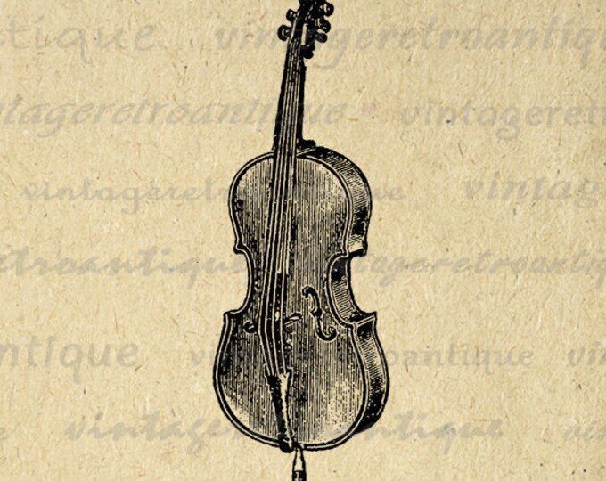 Printable Digital Violin Cello Image Music Download Illustration Graphic Antique Clip Art Jpg Png HQ Jpg Png HQ 300dpi No.1171