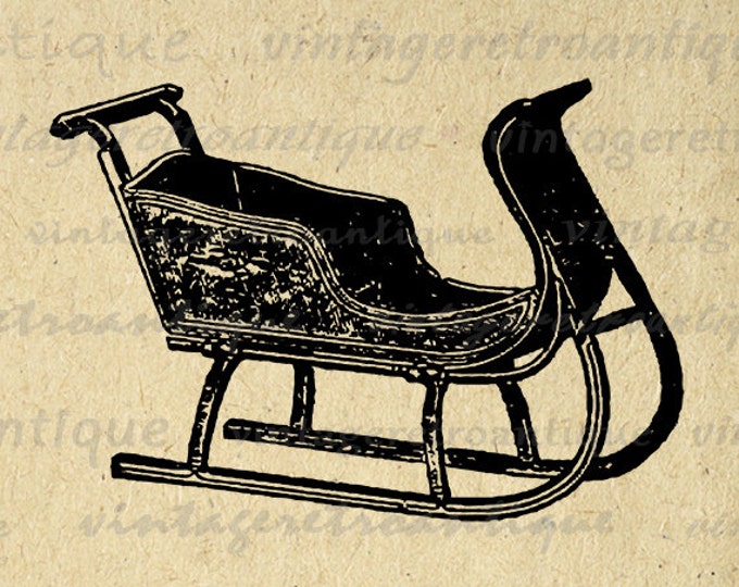 Printable Digital Antique Sled Download Sleigh Illustration Image Graphic Vintage Clip Art Jpg Png Eps HQ 300dpi No.1347