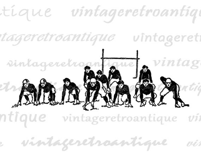 Antique Football Team Digital Graphic Image Vintage Sports Printable Download Clip Art Jpg Png Eps HQ 300dpi No.4304