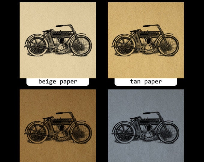 Antique Motorcycle Digital Image Graphic Illustration Printable Download Vintage Clip Art Jpg Png Eps HQ 300dpi No.3400