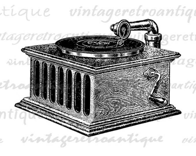 Digital Image Record Player Printable Music Graphic Illustration Download Antique Clip Art Jpg Png Eps HQ 300dpi No.1116