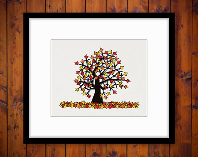 Digital Printable Autumn Tree Image Download Graphic Illustration Antique Clip Art HQ 300dpi No.2076