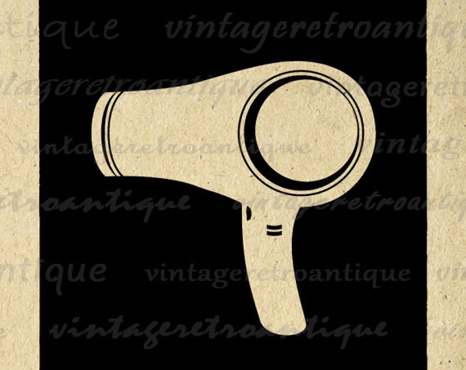 Hair Blow Dryer Hair Dresser Image Printable Download Salon Barber Graphic Digital Artwork Vintage Clip Art Jpg Png HQ 300dpi No.3279