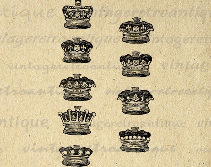 Crowns Collection Graphic Printable Digital Crown Image Royal Download Vintage Clip Art Jpg Png Eps HQ 300dpi No.625