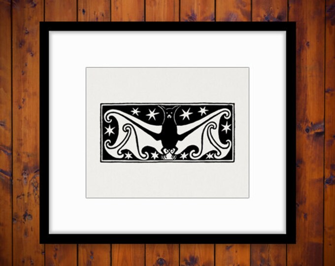 Printable Digital Vintage Bat Graphic Halloween Image Download Antique Clip Art Jpg Png Eps HQ 300dpi No.3855