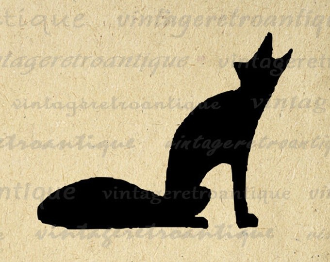 Digital Image Wolf Silhouette Printable Howling Wolf Clip Art Graphic Wolf Download Antique Clip Art for Transfers etc HQ 300dpi No.4688