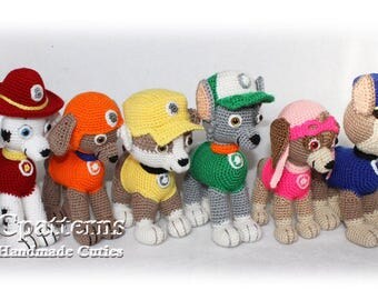 Paw Patrol Pattern, crochet puppy pattern, Chase Marshall Zuma Rocky Rubble Skye Crochet Pattern PDF, Paw Patrol Pups, Paw Patroll Puppies