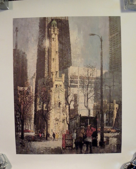 Alex F. Yaworski vintage signed Litho Chicago Tower