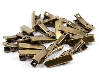 100 Pcs. Antique Brass 7x22 mm Alligator Hair Clips Connectors