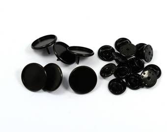 25 Pcs. (Set) Black 16 mm Bezel Setting Blanks Tie Tack Findings