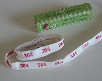 French laundry labels number 364 - vintage linen marker tape