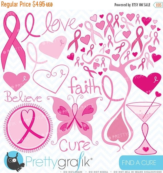 80% OFF SALE Breast cancer clipart commercial use, vector graphics, digital clip art, digital images - CL389 Il_570xn