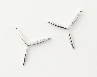 3450012 / Pinwheel / Rhodium Plated Brass with CZ Connector 22mm x 20.4mm / 0.7g / 2pcs