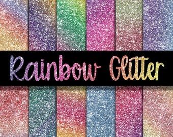 Rainbow Glitter Digital Paper - Glitter Textures - Glitter Backgrounds - 12 Colors - 12in x 12in - Commercial Use - INSTANT DOWNLOAD