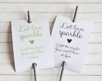 Let Love Sparkle, Personalised Sparkler Sleeve, Sparkler Tags, Wedding Sparkler Tags, Custom Sparkler Tag, Custom Sparkler Sleeve