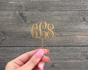 Monogram Cupcake Topper, Set of 10, 2" inches wide, Laser Cut Wooden Cake Topper, Fun Cupcake Topper, Unique Cake Toppers