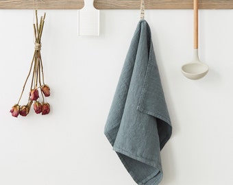 Blue Fog Stone Washed Linen Tea Towel