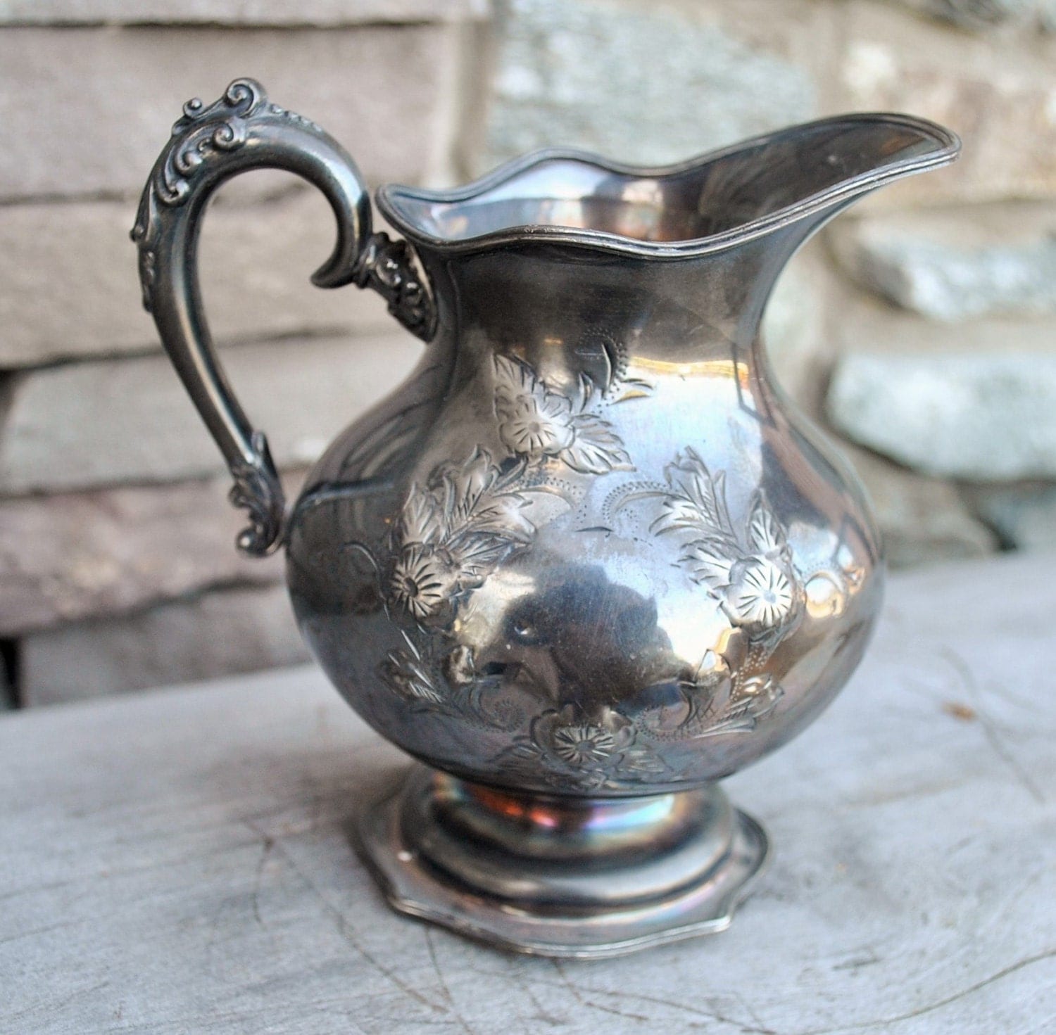 Antique Vintage Forbes Quadruple Silver Plated Pitcher