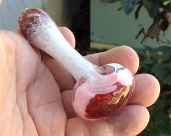 Glass pipe glass tobacco pipe Boro inside out red pink and white