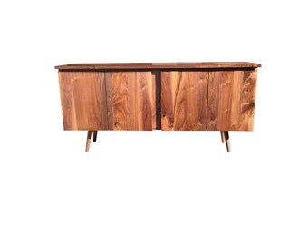 Black Wanut Credenza, Mid Century Credenza, TV Console, Media Cabinet, Solid Walnut Credenza, Record Storage