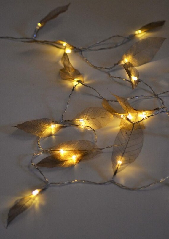 NEW Copper leaf 20 LED string fairy lights vintage rustic