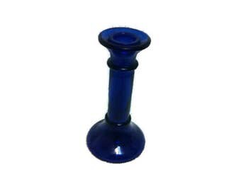 Cobalt Blue Glass Candle Holder Candlestick Holder