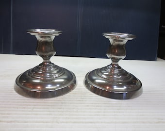 Vintage Pewter Candle Holders, Poole Pewter