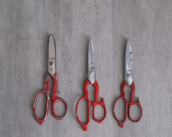 Vintage Red Chippy Scissors Collection - set of three