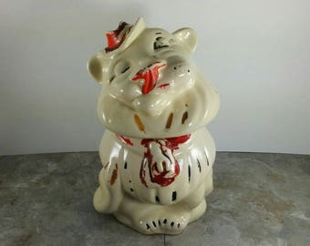 Vintage Belmont Lion Cookie Jar - 1940s Ceramic Cookie Jar - Collectible Old Antique Cookie Jar