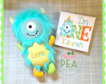 Personalized Plush Monster - stuffed animal monster - childrens toy - embroidered suffed monster - monster stuffie
