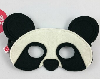 Wool felt Panda mask for pretend play and dress up, make believe and costumes. 100% wool felt animal mask. Felt bird mask.