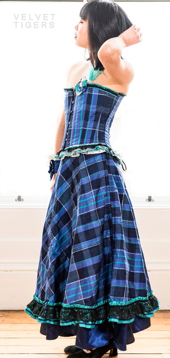 Woman special occasion Scottish occasion dress tartan corset