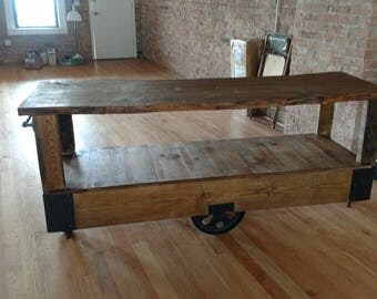 Handmade Industrial Primitive "Globe" Kitchen Island Miniature Cart