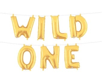 Wild One Letter Balloons Where the Wild Things Are Birthday Party Decor Gold Silver Mylar Letter Balloons First Birthday Party Banner