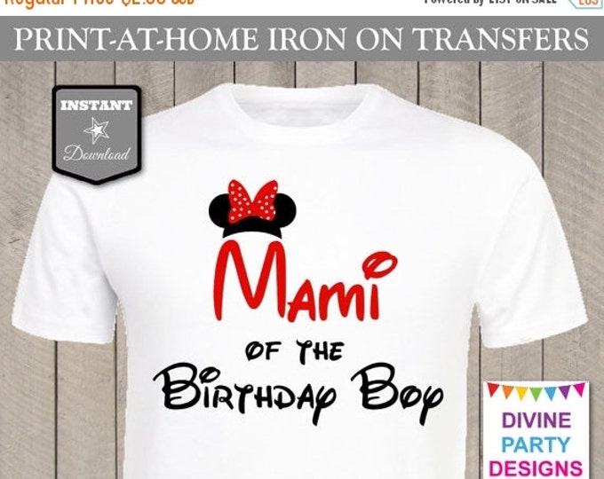 SALE INSTANT DOWNLOAD Print at Home Red Girl Mouse Mami of the Birthday Boy Printable Iron On Transfer / T-shirt / Family / Trip/ Item#2445