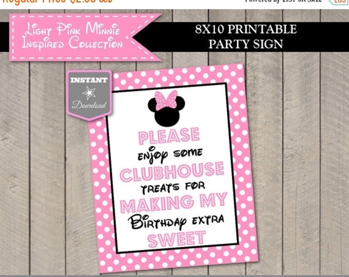 SALE INSTANT DOWNLOAD Light Pink Mouse 8x10 Clubhouse Sweets and Treats Printable Party Sign / Light Pink Mouse Collection / Item #1834