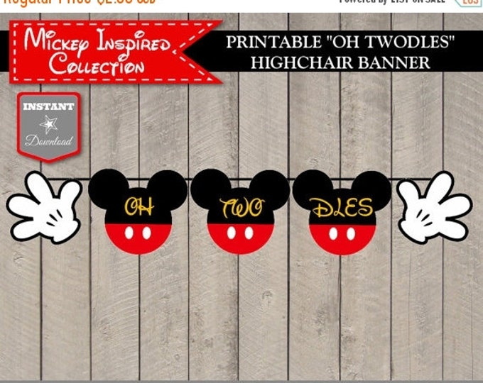 SALE INSTANT DOWNLOAD Classic Mouse Oh Twodles Printable Highchair Banner / 2nd 2 Two Second Birthday / Classic Mouse Collection / Item #158