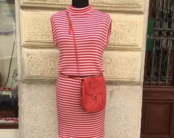 Vintage eighties stripes red red striped sailor dress