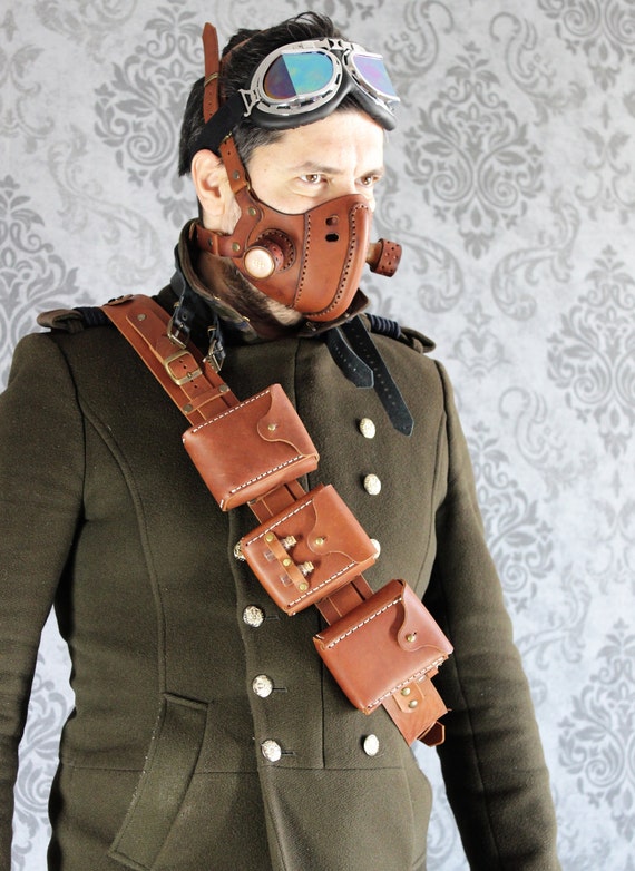 STEAMPUNK UTILITY BELT leather gear larp cosplay by SteampunkMasks