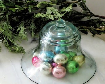 Blue Glass Cloche, Glass Cloche Bell Jar Glass Dome, Garden Cloche, Glass Display Vintage Cloche, Plant Cloche, Curio Display