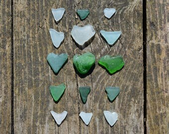 Natural Sea Glass Hearts. Heart Shaped Seaglass. Beach Glass