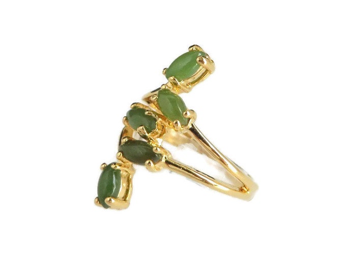 ON SALE! Vintage Jade Multistone Ring, 18Kt Gold Plated Ring, Size 7.75