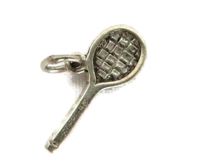 Sterling Tennis Racket Charm - Vintage 1940s Sterling Silver Pendant, Starter Charm Gift Idea