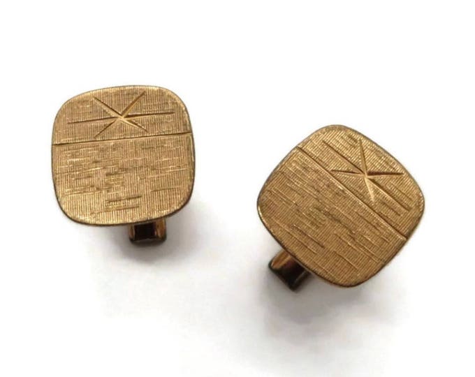 Vintage Cuff Links Copper Toned Cuff Links Square Etched Cufflinks Men's Suit Accessory Gift Idea