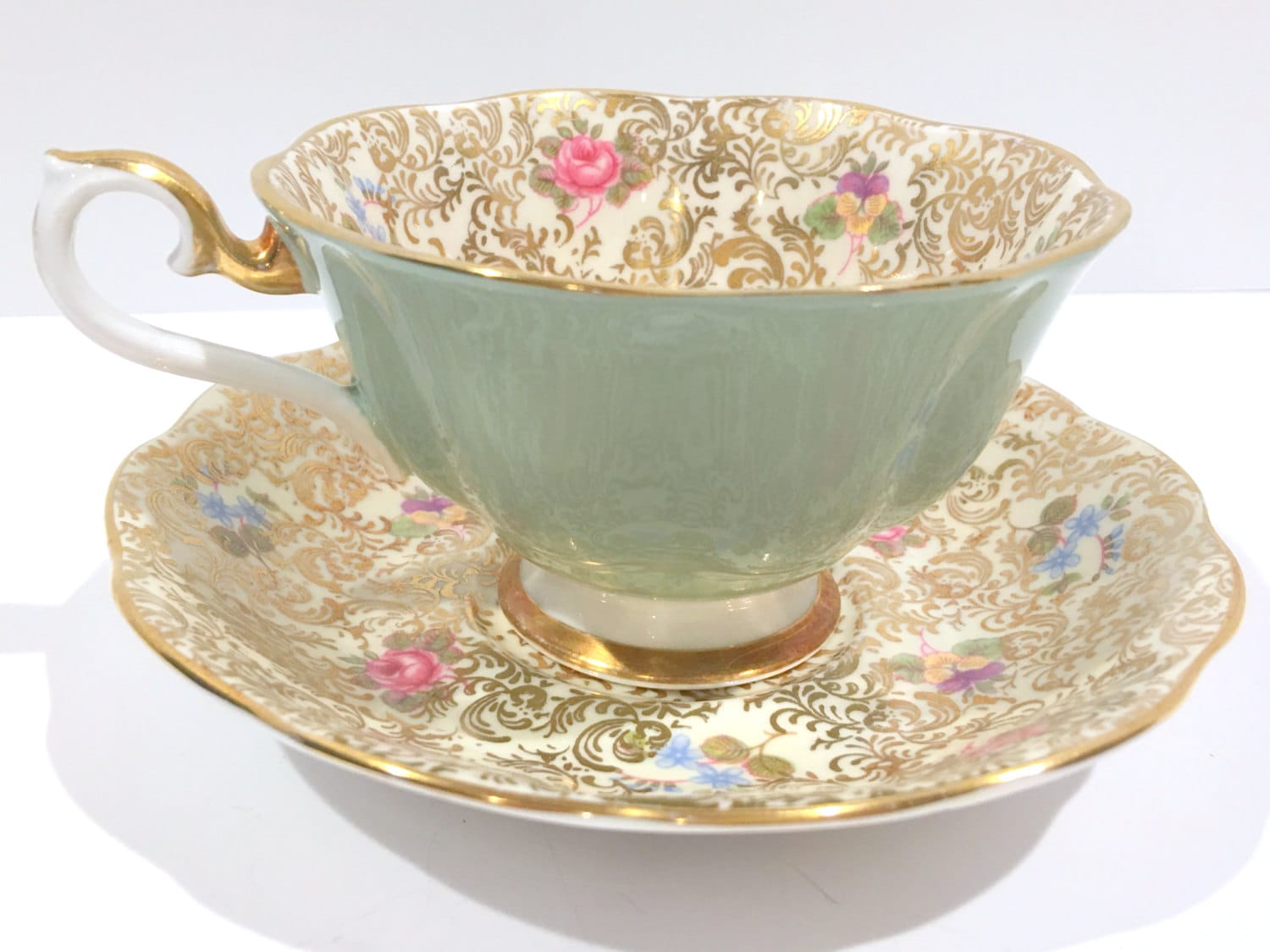 Reserved, Princess Tea Cup, Royal Albert Tea Cup, Green Gold Cup, Antique Tea Cups, English