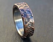 rustic copper ring wedding, mens promise ring copper, mens wedding band copper silver, square hammered ring, anniversary gift for men