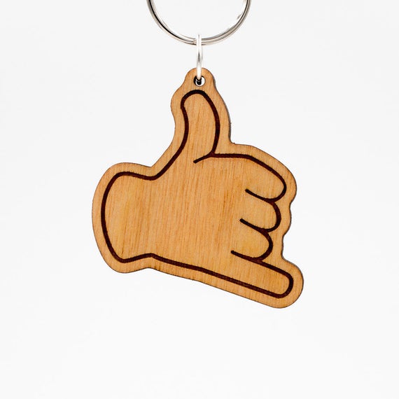 Call Me Hand Emoji Keychain Call Me Emoji Carved Wood Key