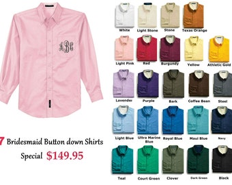 Set of 7 Bridesmaid Button Down Shirt MONOGRAMMED Oversized Boyfriend Bridal Party Men's Shirts wedding day getting ready shirt gifts